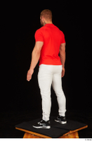  Dave black sneakers dressed red t shirt standing white pants whole body 0004.jpg